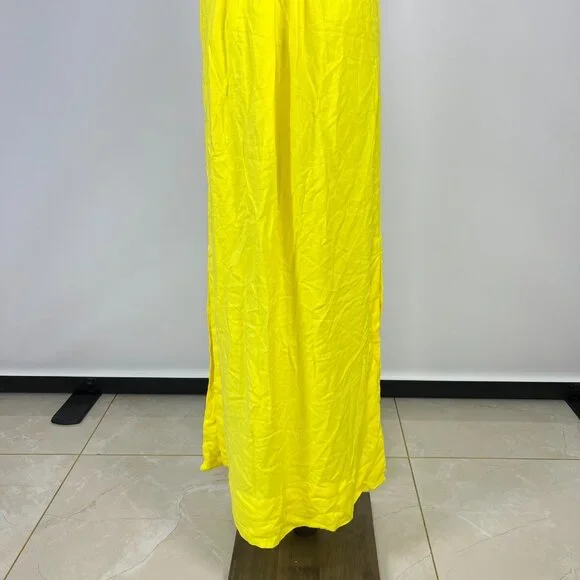NWOT Farm Rio Linen Blend Yellow Sleeveless Midi Dress Size S
